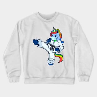 Cartoon unicorn does karate Crewneck Sweatshirt